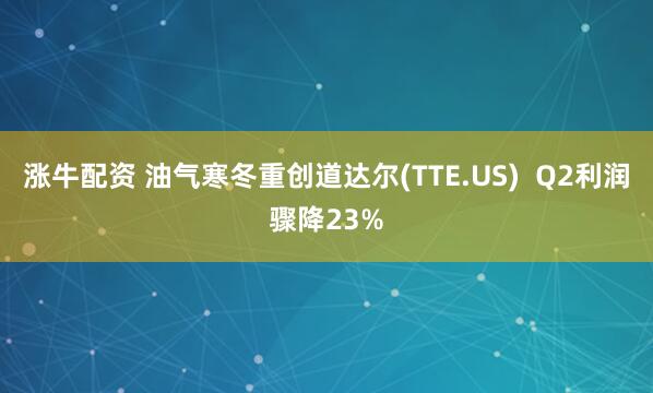 涨牛配资 油气寒冬重创道达尔(TTE.US)  Q2利润骤降23%